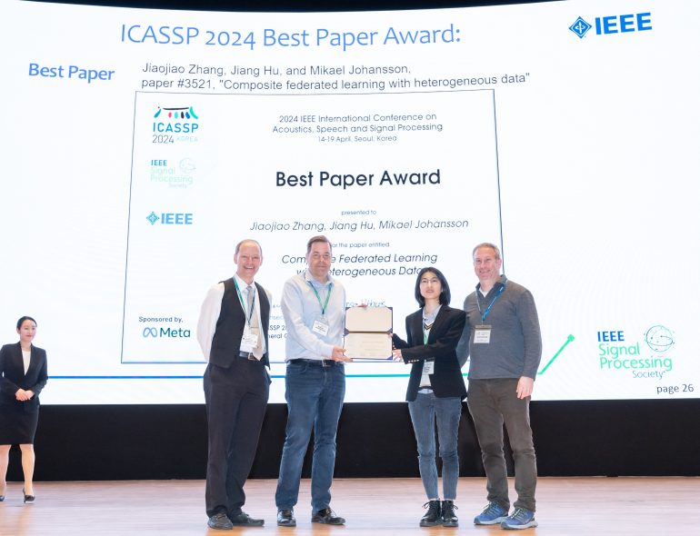 Digital Futures postdoc Jiaojiao Zhang and co-authors – winning the ICASSP2024 Best Paper Award